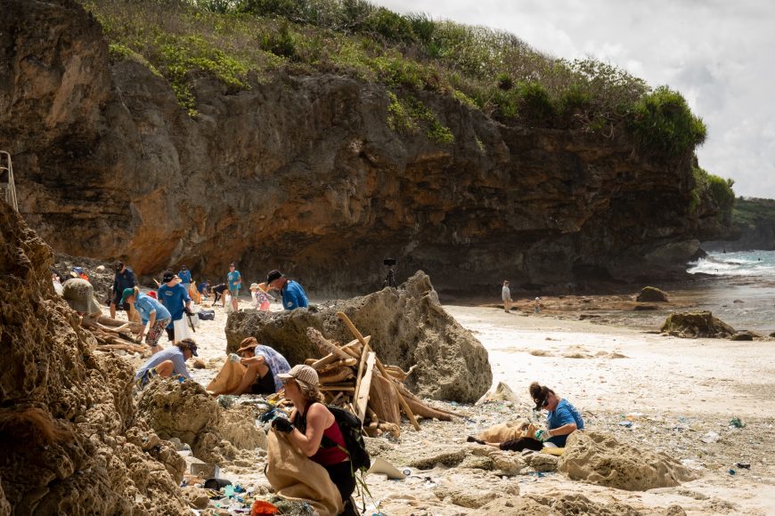 Community clean up at Greta Beach, Christmas Island